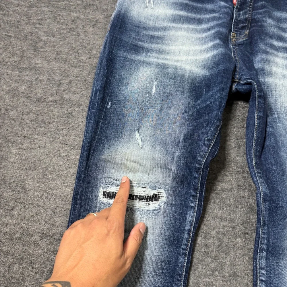 Dsquared2 Skater 6002 Distressed Slim Fit Jeans Blue Denim Mens IT 54 (36x30)